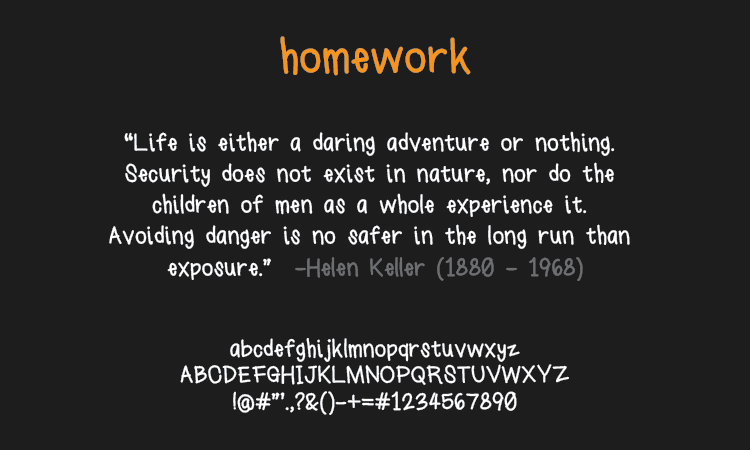 homework free font